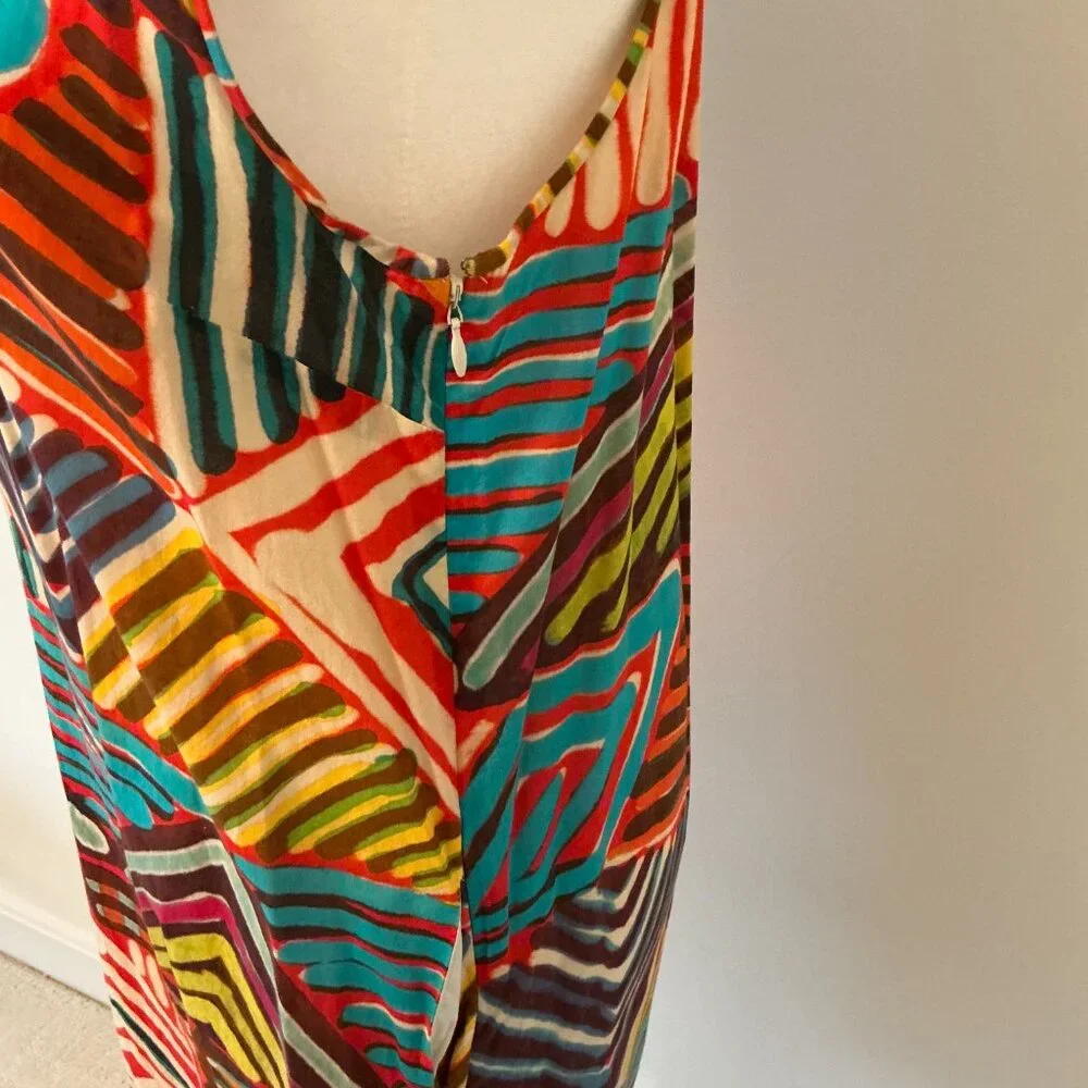 J. Crew Collection Lined Geo Multicolor Brushstroke Halter Dress - Size 2 - Picture 3 of 6